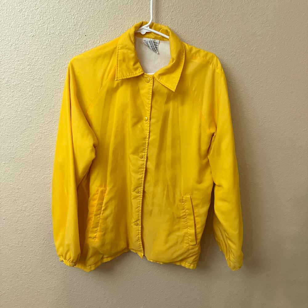 Vintage 1978 Sears yellow nylon snap up Coaches Jacket/Windbreaker L Retro